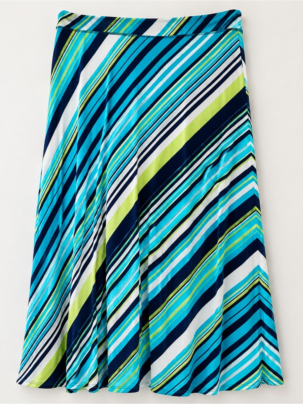 VIP Knits Avenue Blue Green Stripe Maxi Skirt Plus Size 18 20
